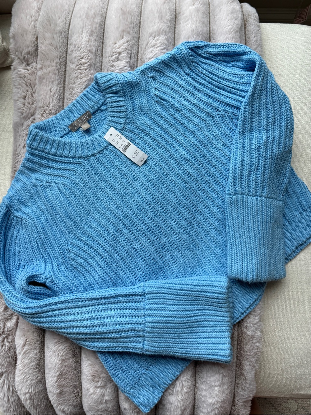 J. Crew Blue Ribbed Crew Neck Sweater - Picture 4 of 6